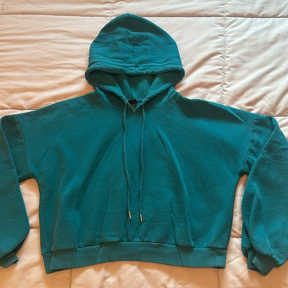 wild fable Tops - Wild Fable Crop Top Teal Hoodie Women’s Size XXL
